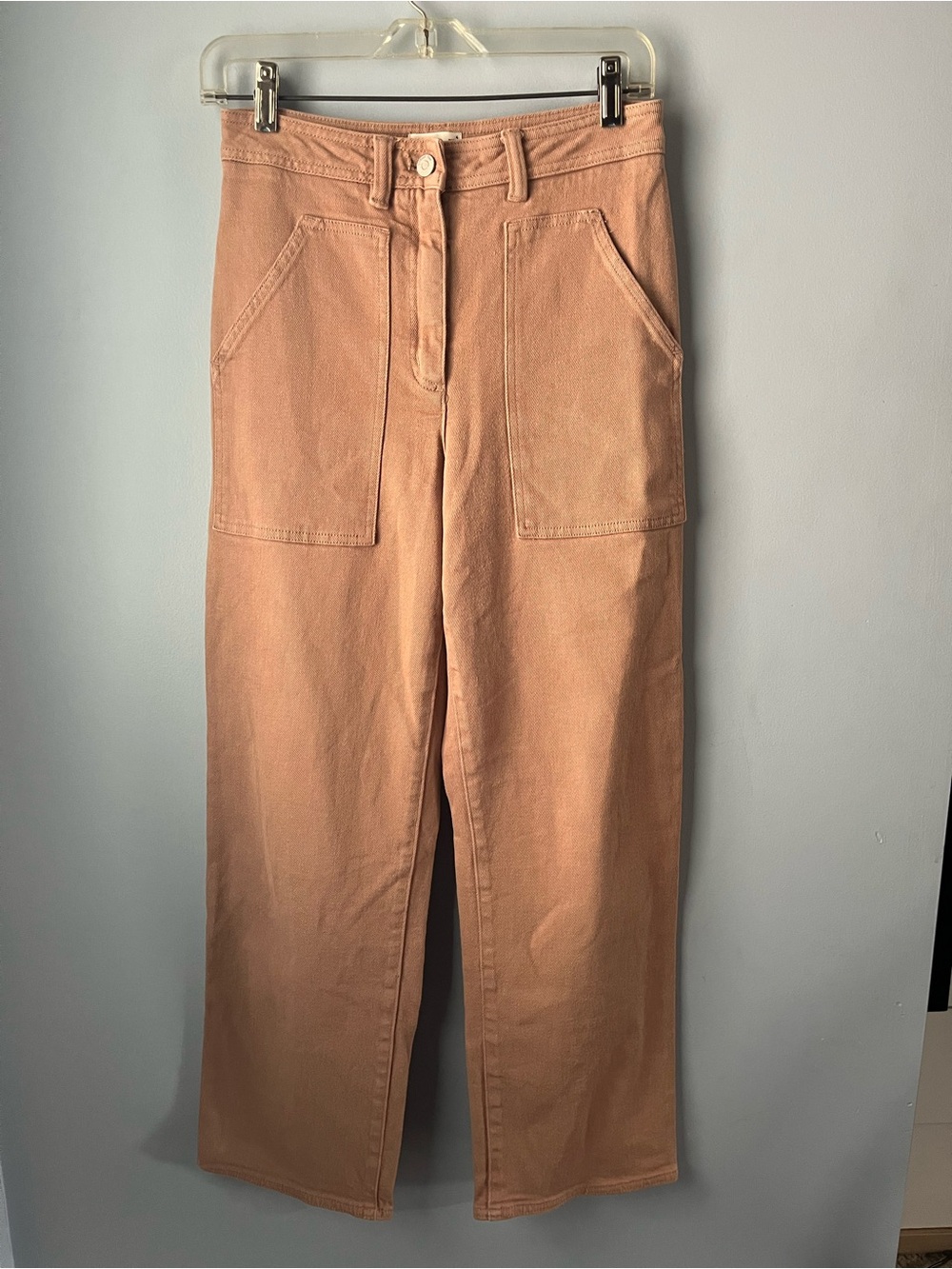 Wilfred Free Modern Utility Pant Aritzia Tan Peach Back Pockets Size 4